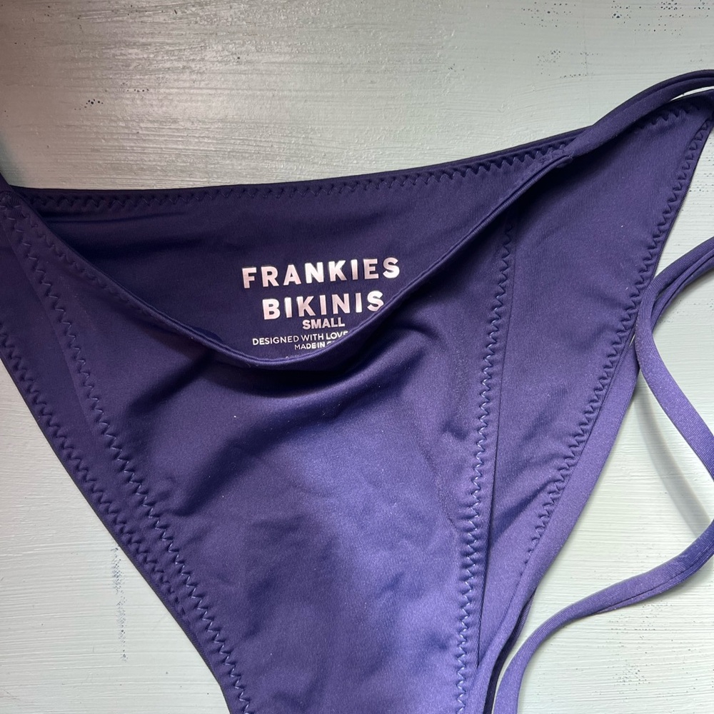 Frankie's Bikinis Deep Blue Tie-Side Bikini Bottom - Picture 3 of 5